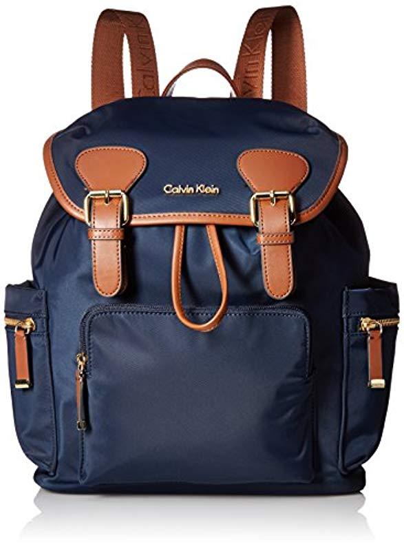 Calvin Klein Dressy Nylon Buckle Backpack in Blue Lyst