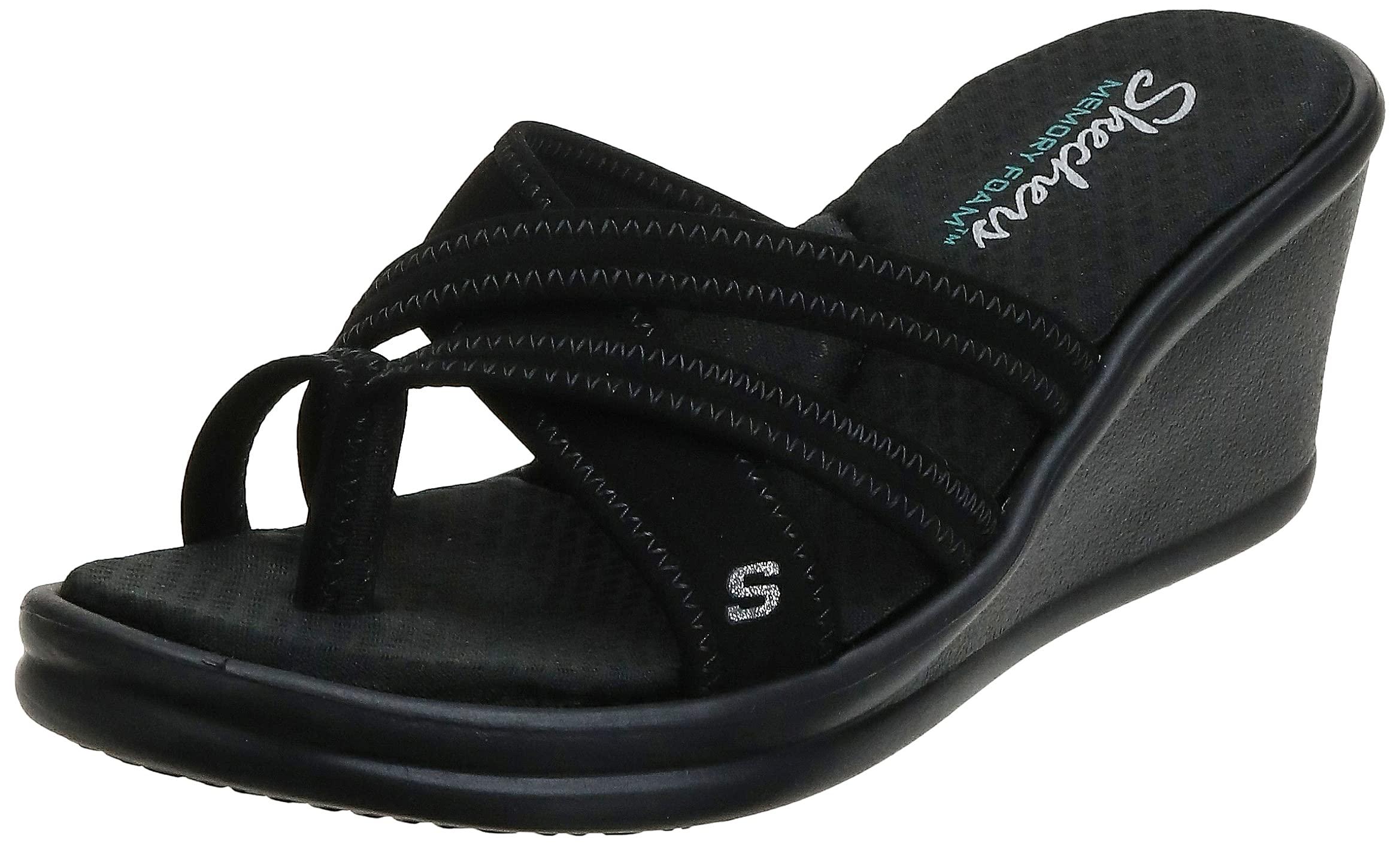 Skechers Neoprene Cali Rumblers-beautiful People Wedge Sandal in Black -  Save 27% | Lyst