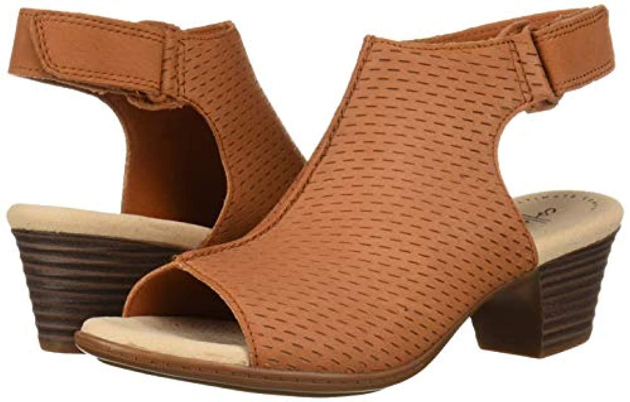 Clarks Valarie James Heeled Sandal in Brown | Lyst