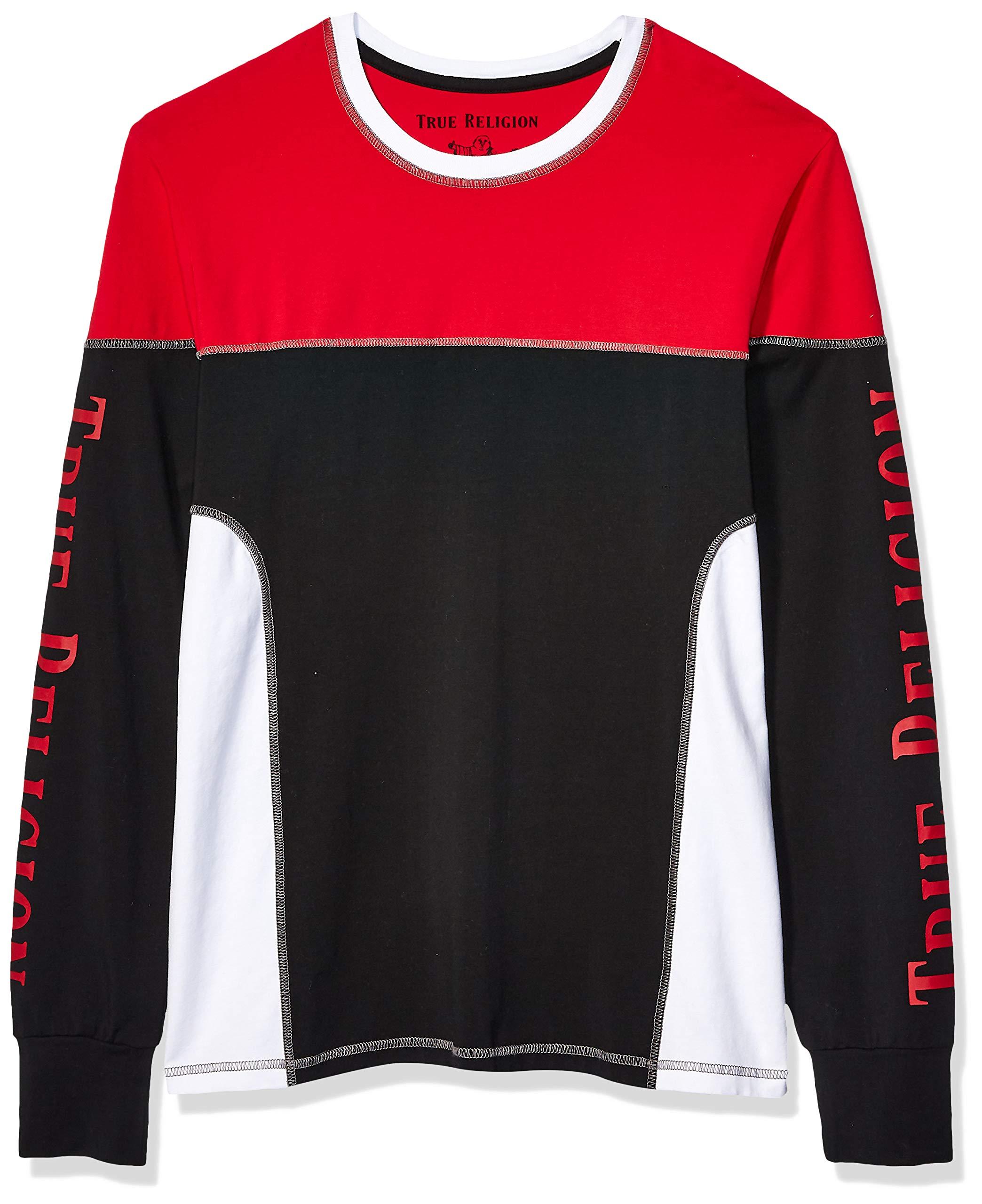 true religion red and black shirt