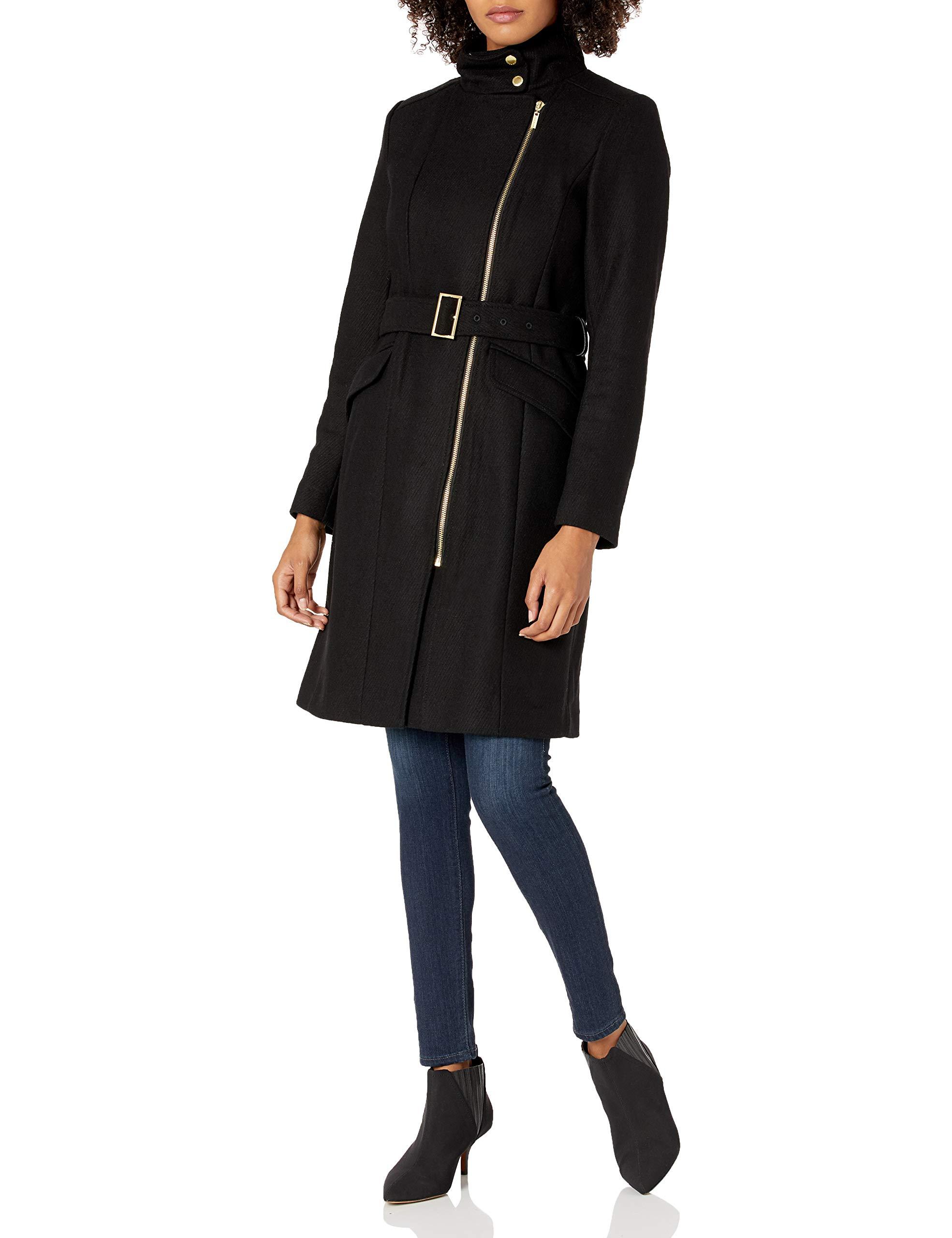 Cole Haan Womens Signature Hooded Wool Duffle Coat,grey,10 in Black ...