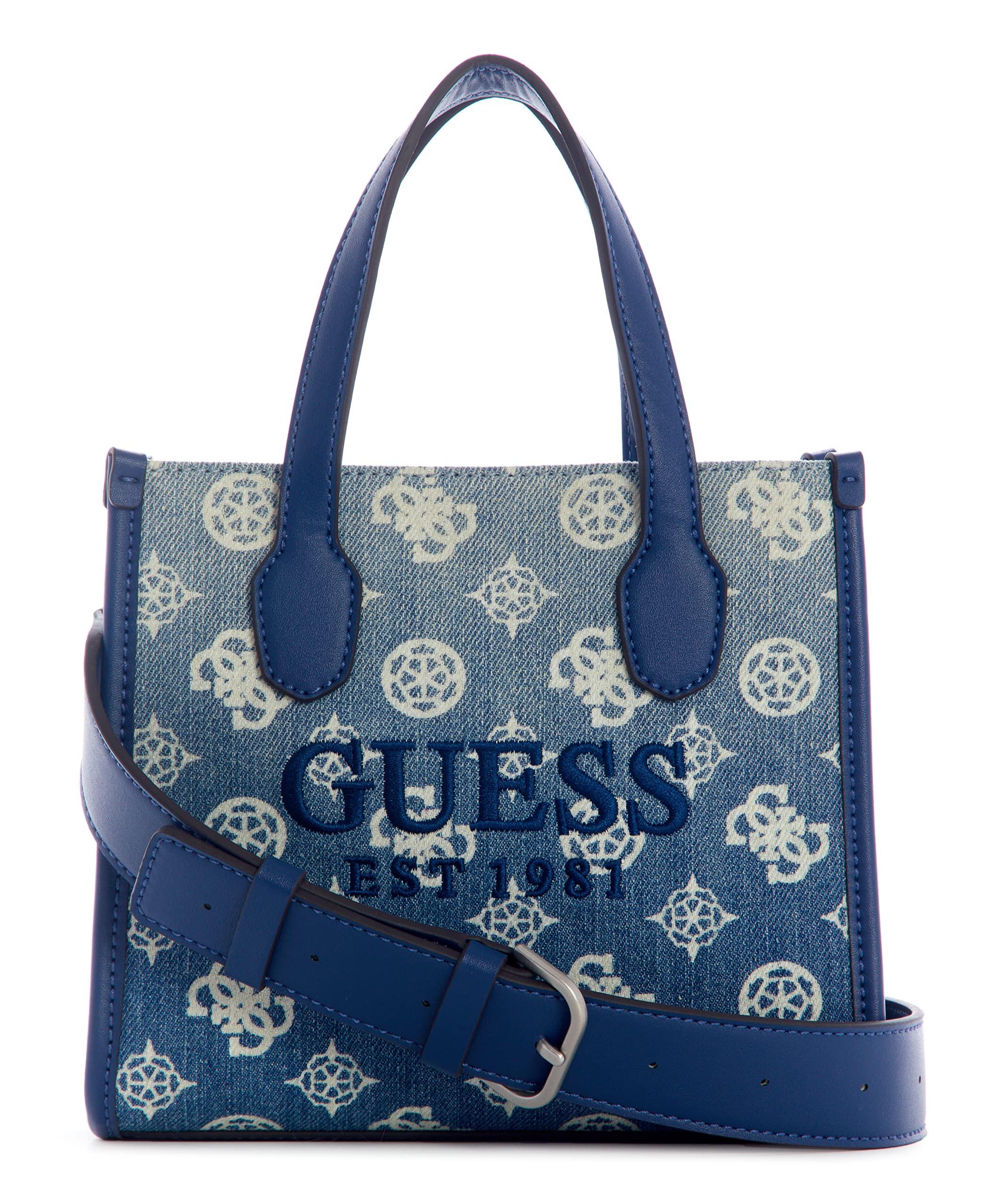 blue guess tote bag
