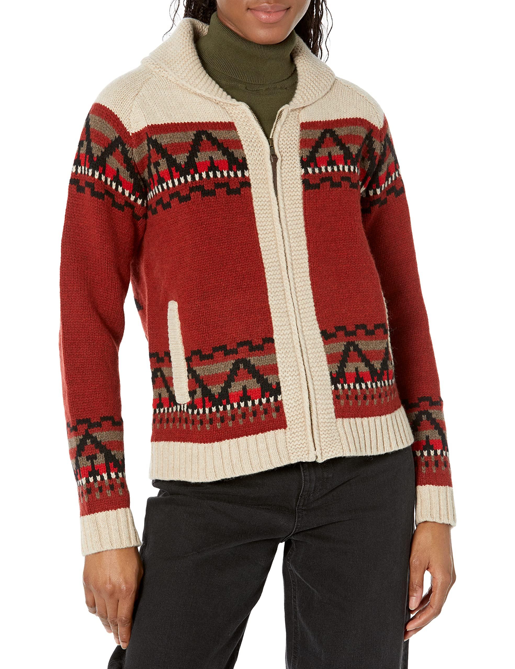 Pendleton Alpine Lambswool Zip Cardigan Sweater in Red | Lyst