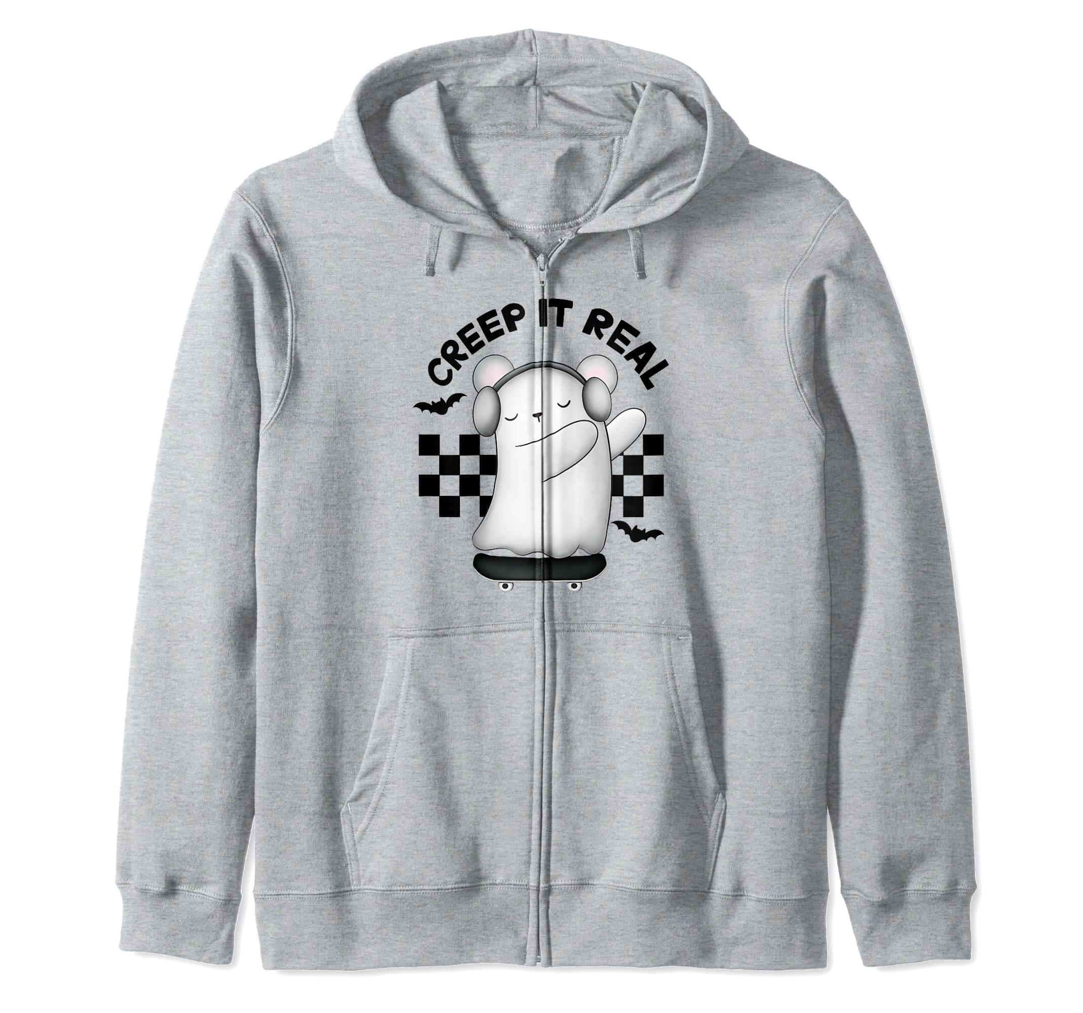 Caterpillar Creep It Real Bear Skateboarding Retro Halloween Costume Zip  Hoodie in Gray | Lyst