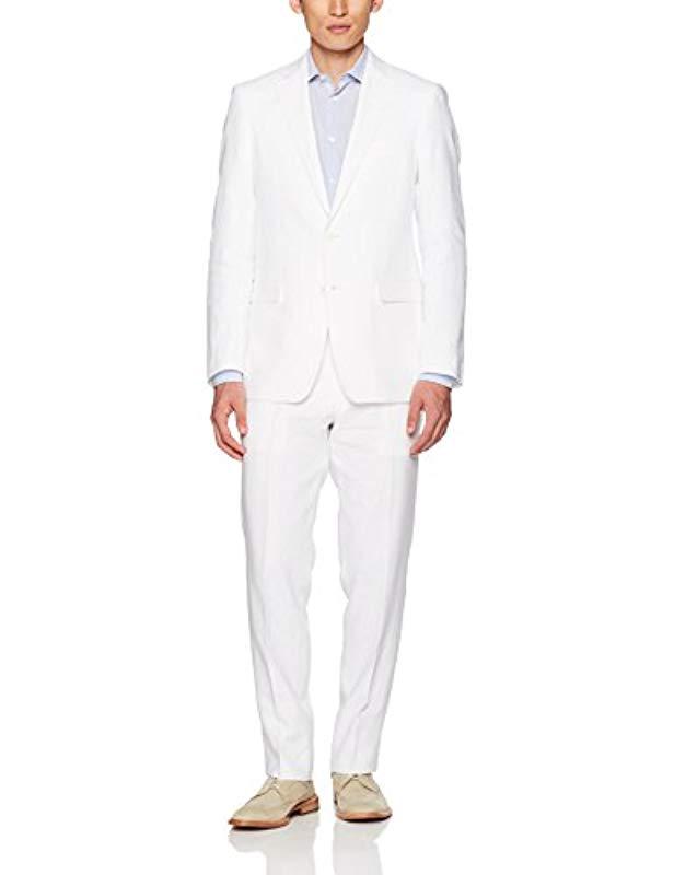 Calvin Klein Extreme Slim Fit Linen Suit in White for Men | Lyst