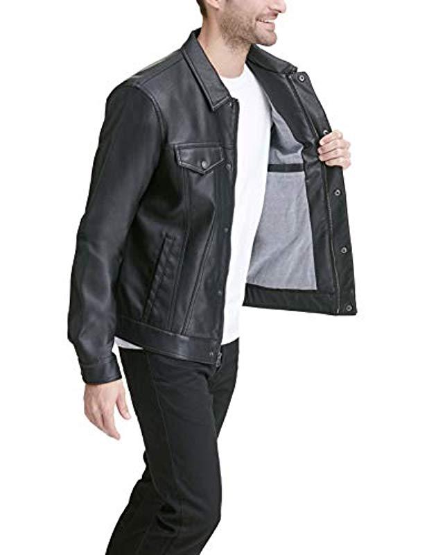 levi's men's smooth lamb touch faux leather classic trucker jacket
