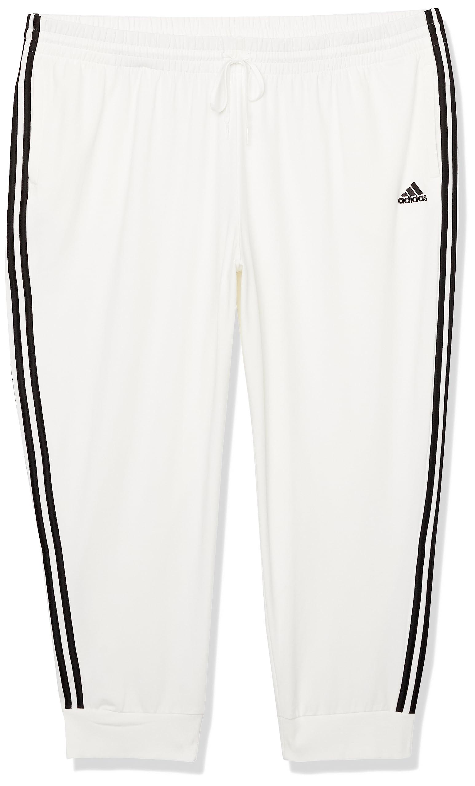 adidas Plus Size Essentials Single Jersey 3-stripes Pants in White | Lyst