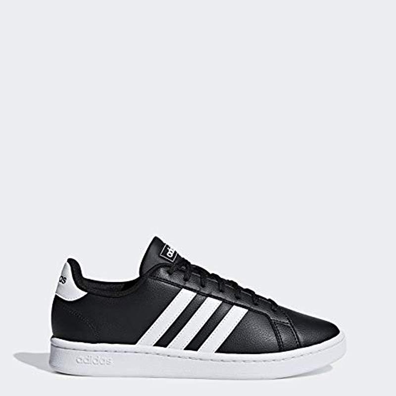adidas Grand Court Base Suede Tennis Shoes in Black/White (Black) - Lyst