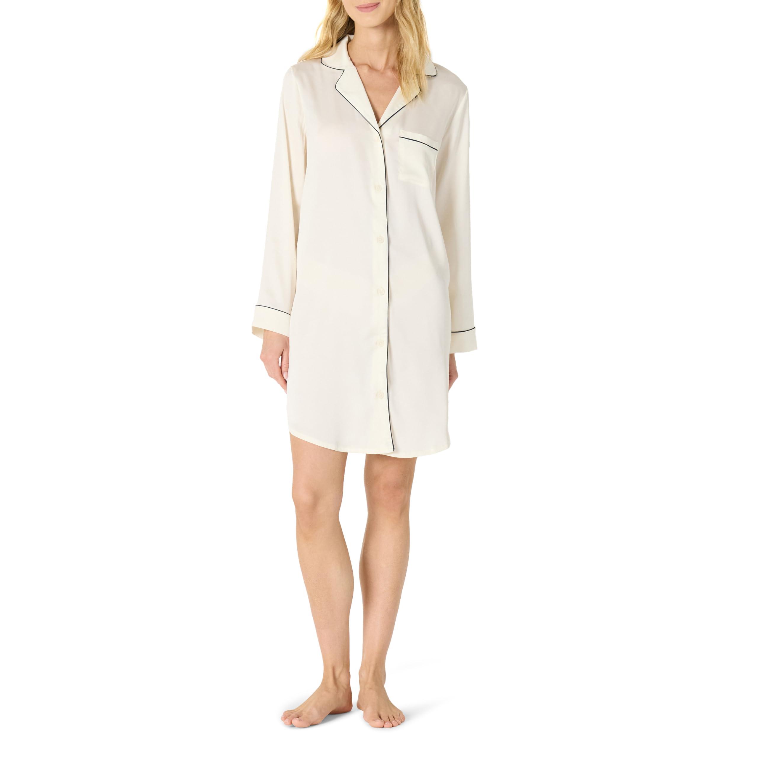 Amazon Chemise De Nuit Femme Coton Manches Longues Chemise De Nuit