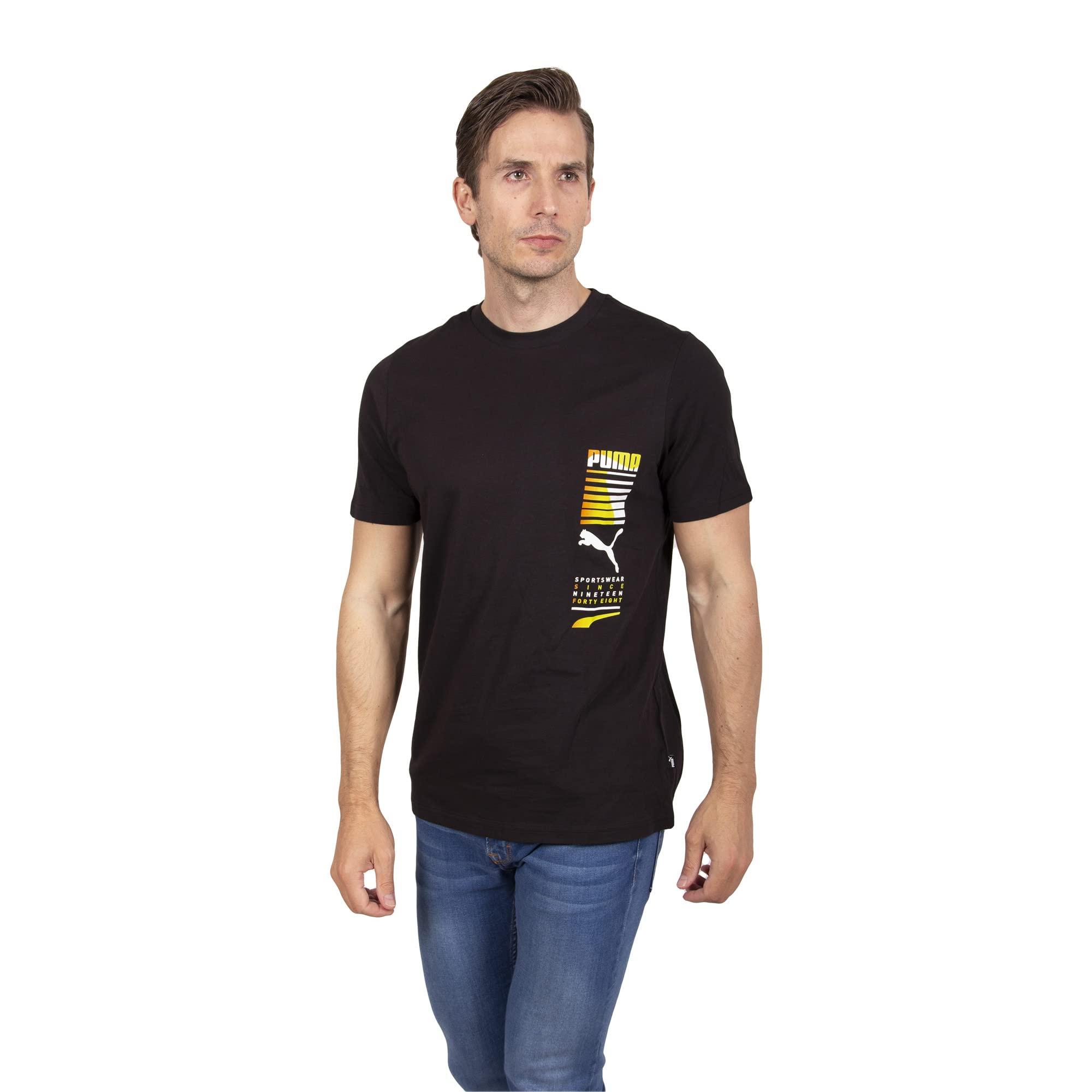 PUMA Graphics Multicolor Short Sleeve T-shirt in Black for Men | Lyst