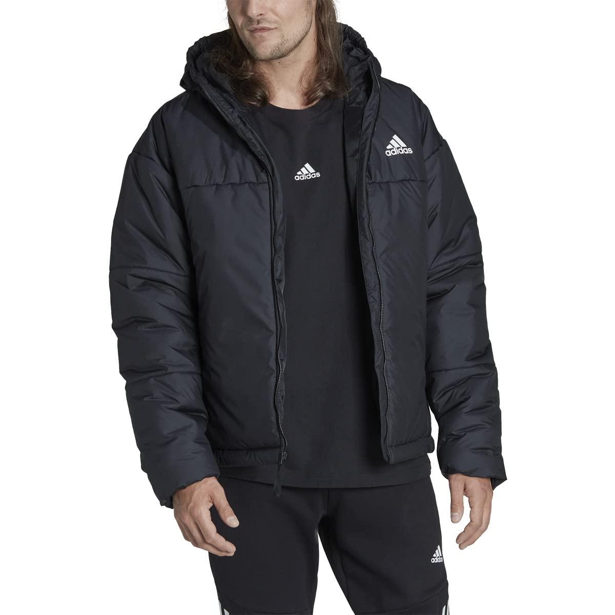 adidas Originals Bsc 3-stripes Puffy Hooded Jacket in Black for Men | Lyst