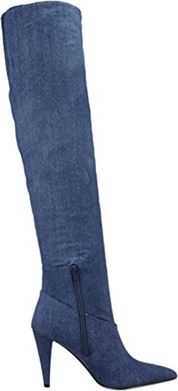 Guess Nidia Slouchy Denim Boots in Blue 