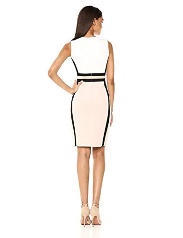 calvin klein metallic colorblocked sheath dress