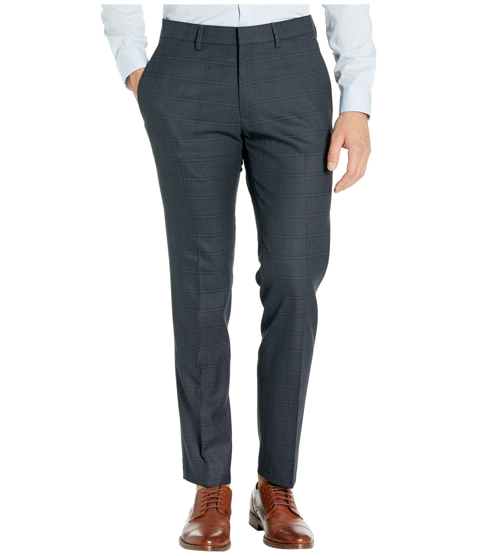 Kenneth Cole Reaction Stretch Windowpane Slim Flat Front Dress Pants in ...
