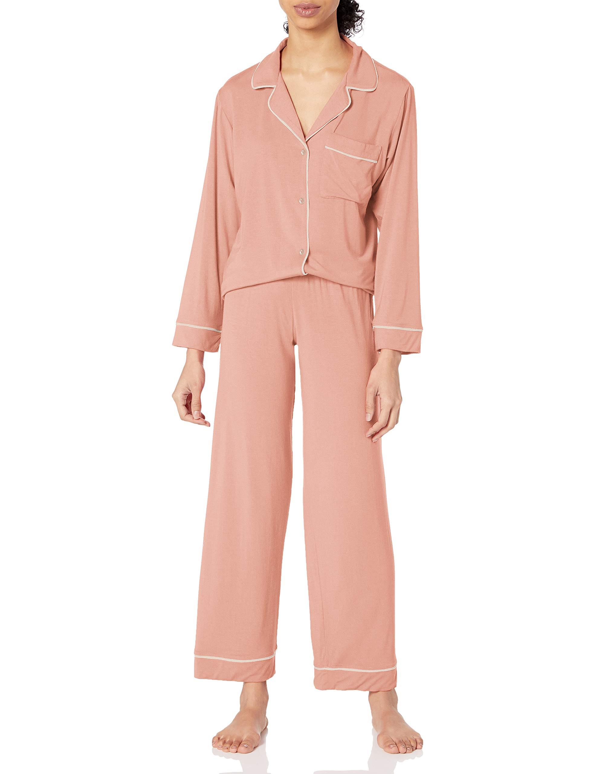 eberjey pink long pj set, felix misty rose/ivory, m