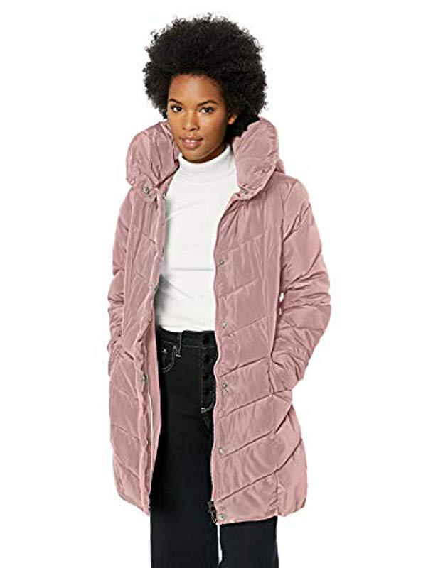 steve madden women's long chevron quilted outerwear jacket