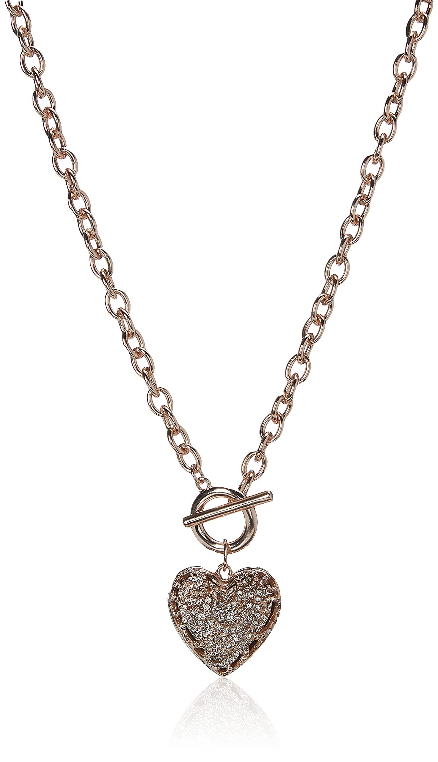 Gr N GUESS CHAIN BR HEART PENDANT rosegold rose 