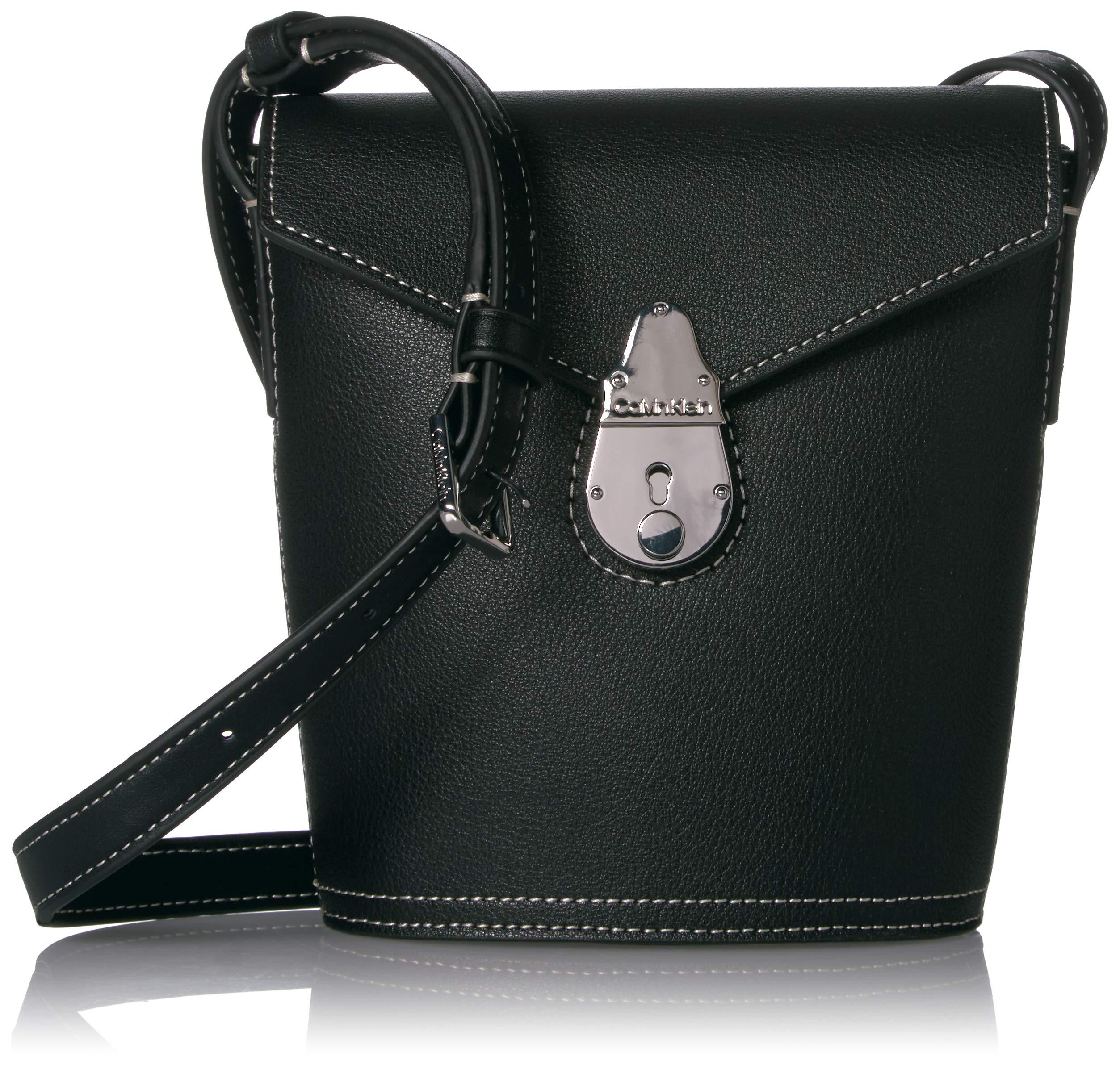 Calvin Klein Statement Series Lock Daytonna Leather Mini Bucket