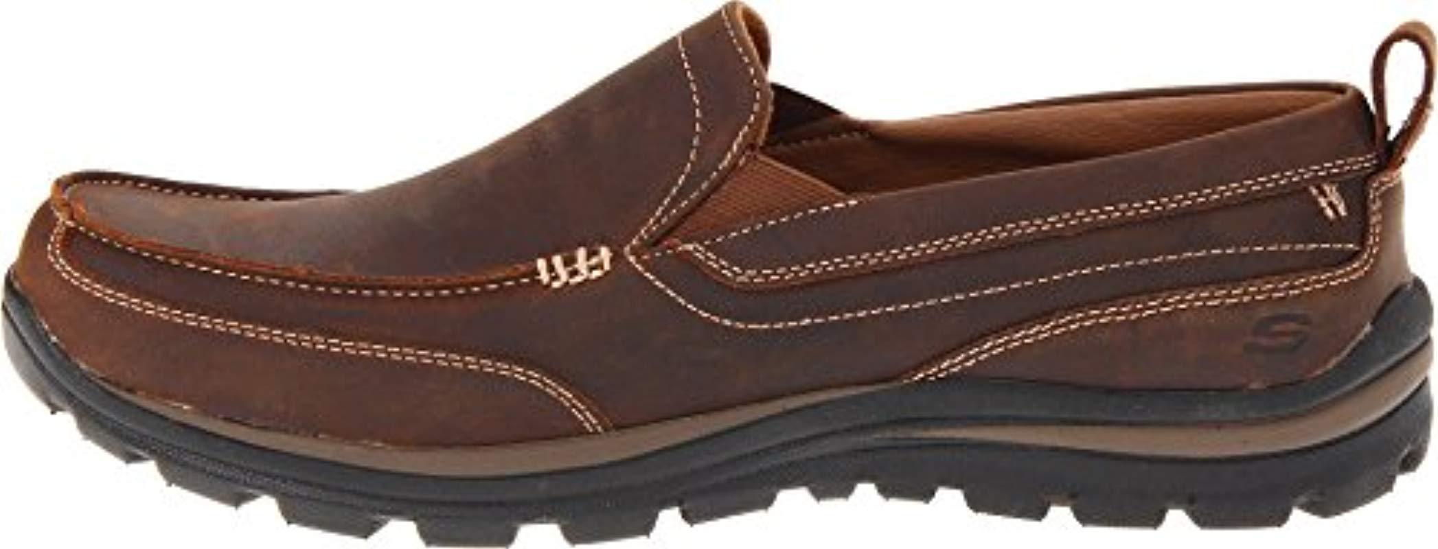 Skechers Leather Relaxed Fit Memory Foam Superior Gains Slip-on in Brown  for Men | Lyst