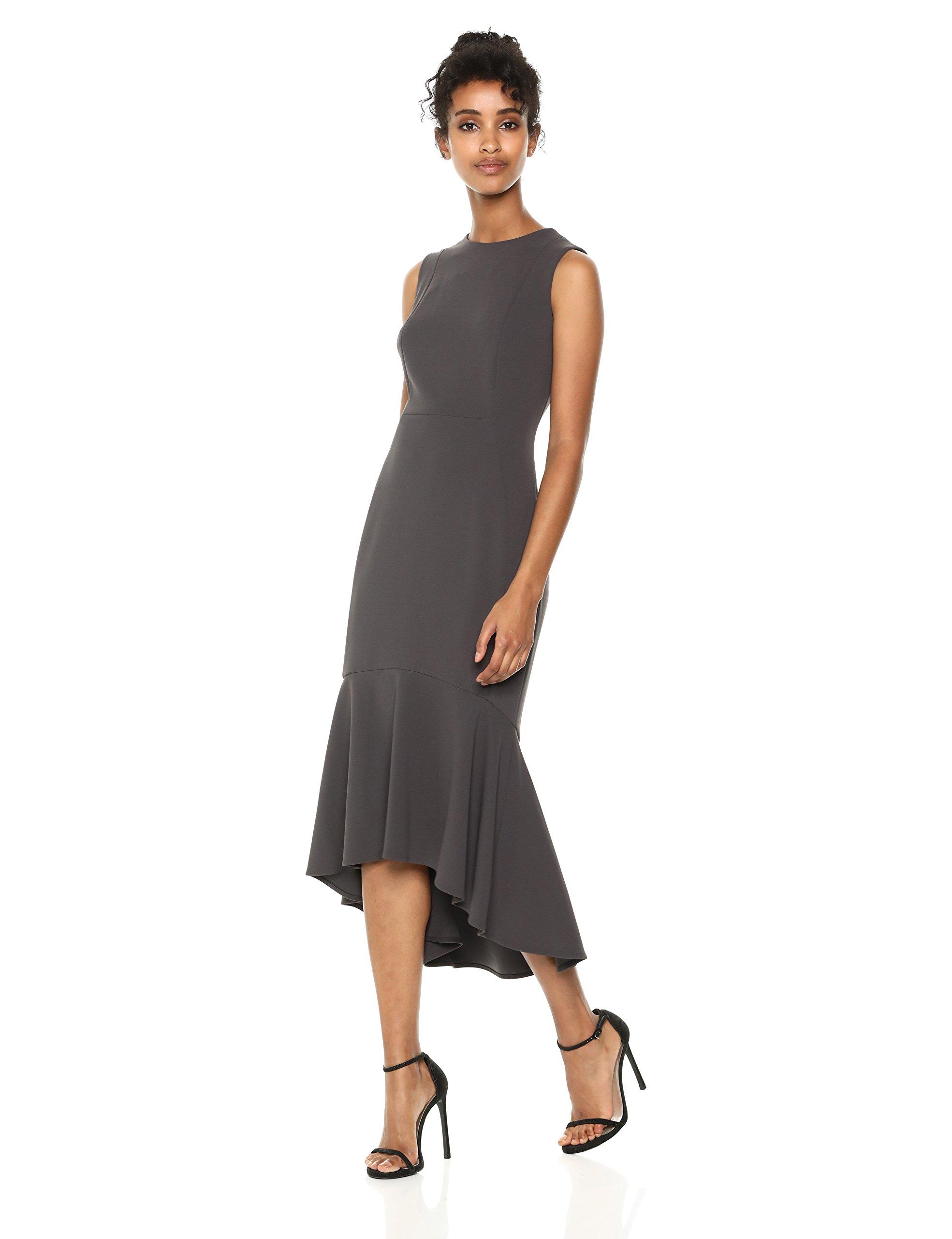 Calvin Klein Sleeveless High Low Flounce Hem Dress | Lyst