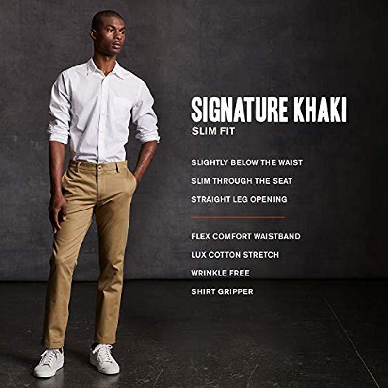 Dockers Signature Khaki Classic Pants Lux Cotton Stretch Flex Waist Burma Gray 