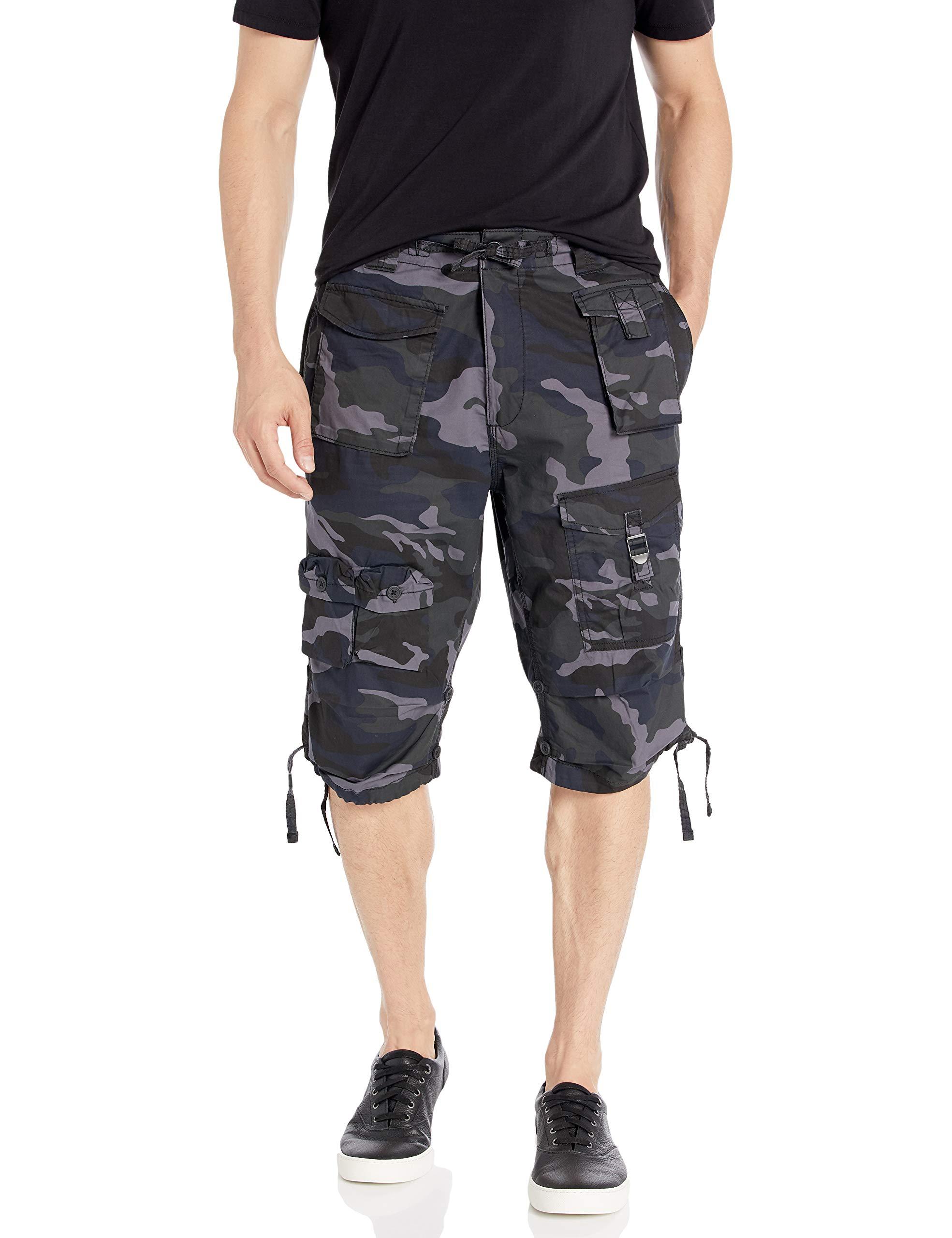 Hakjay Black Long Cargo Shorts for Men Size 40