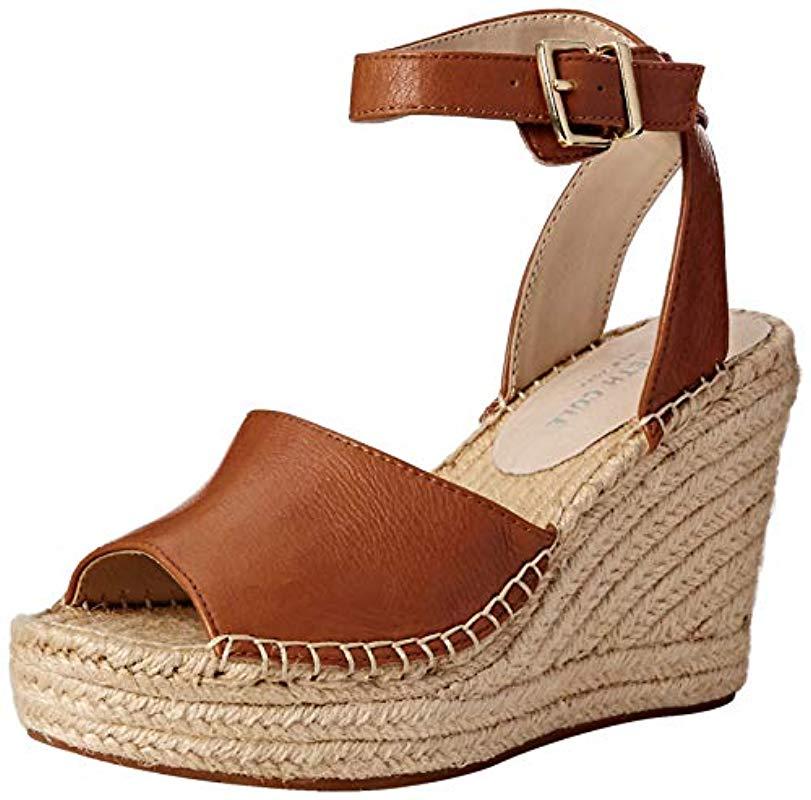 Kenneth Cole Leather Olivia Two Piece Espadrille Wedge Sandal in Cognac (Brown) - Save 74% - Lyst