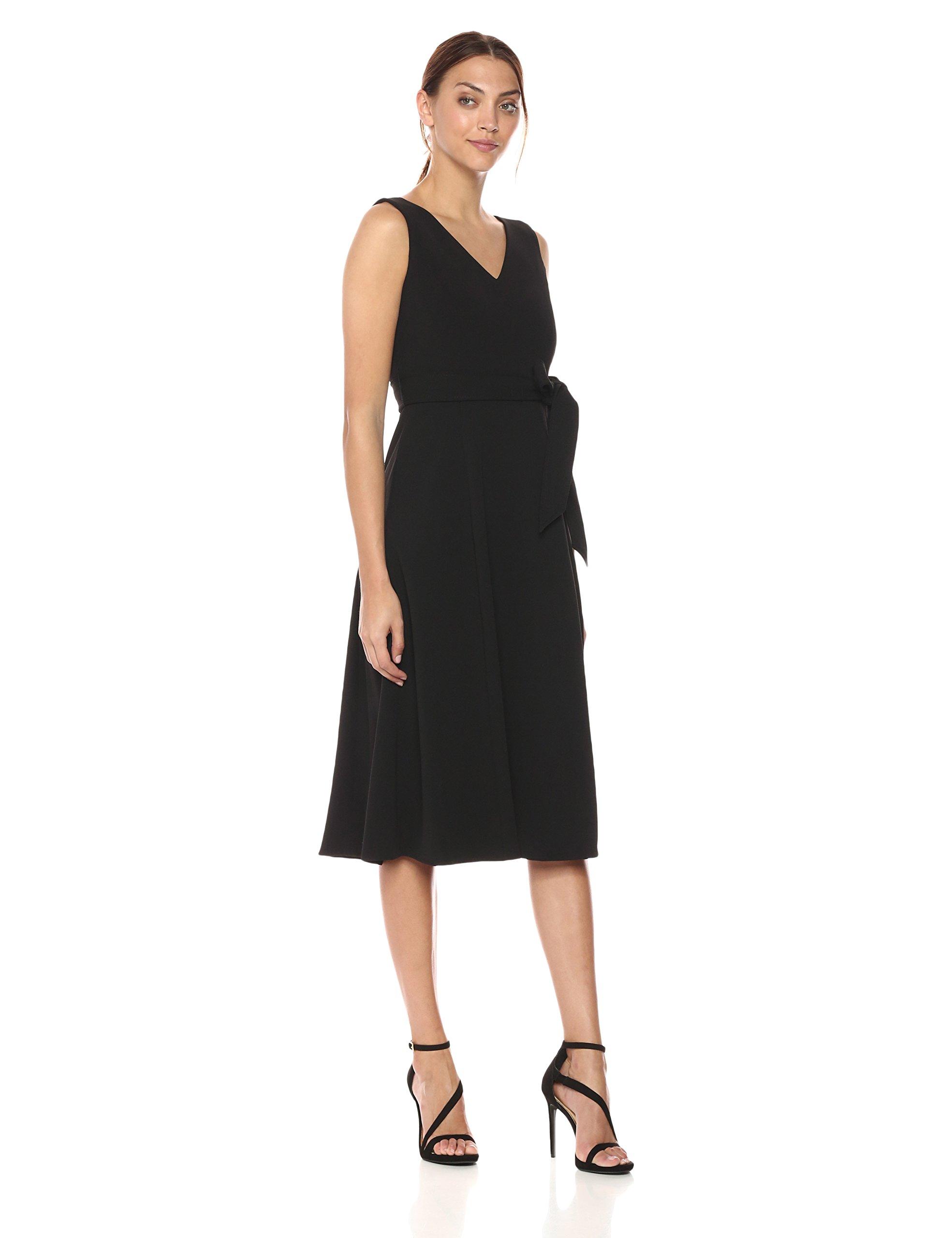 Calvin Klein Size Sleeveless V Neck Midi Dress With Self Sash