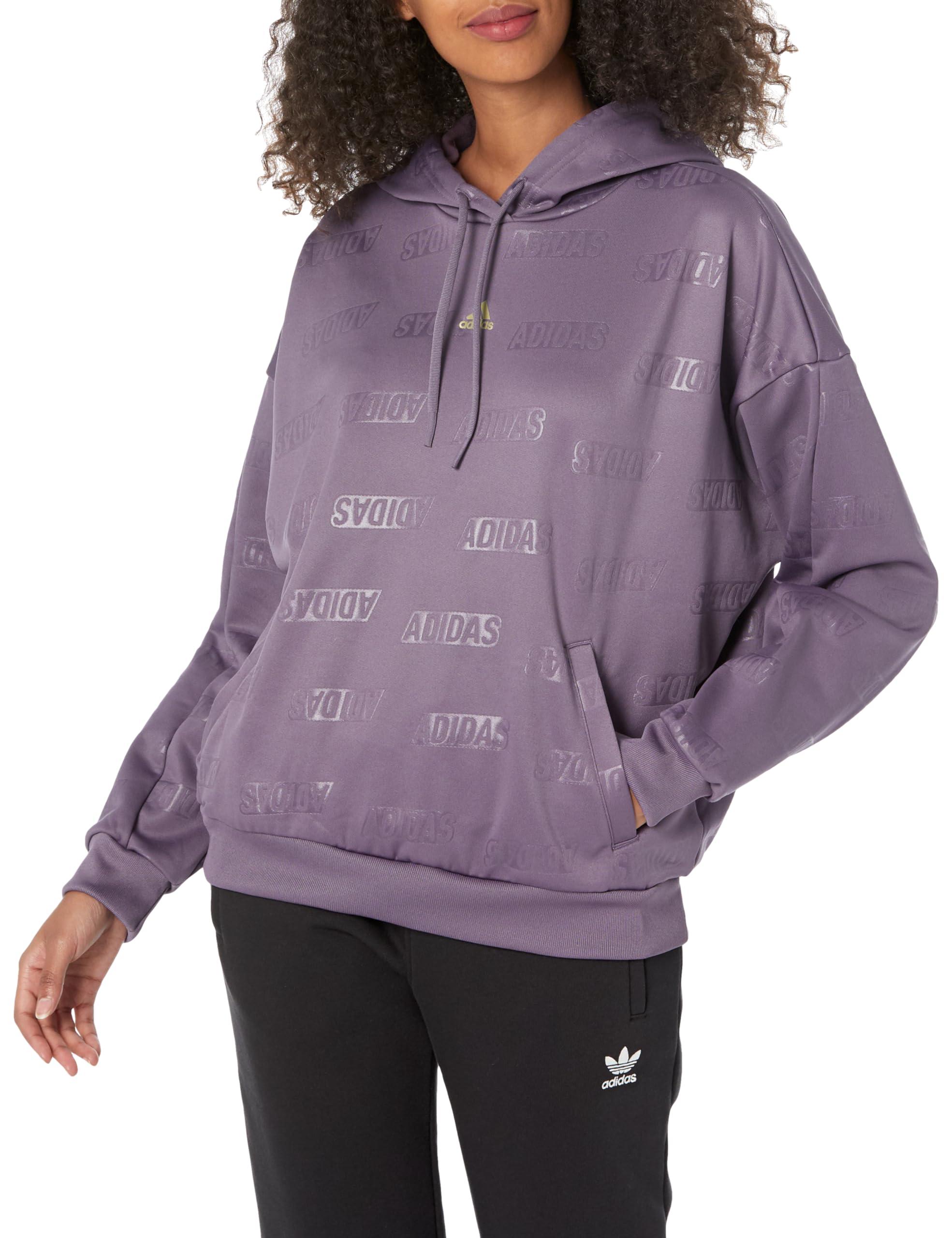 adidas Embossed Monogram Fleece Hoodie in Purple | Lyst