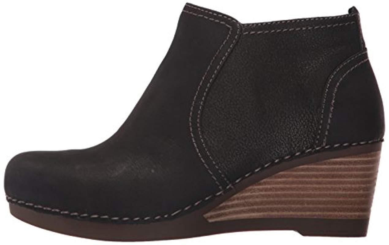 dansko susan nubuck leather wedge bootie