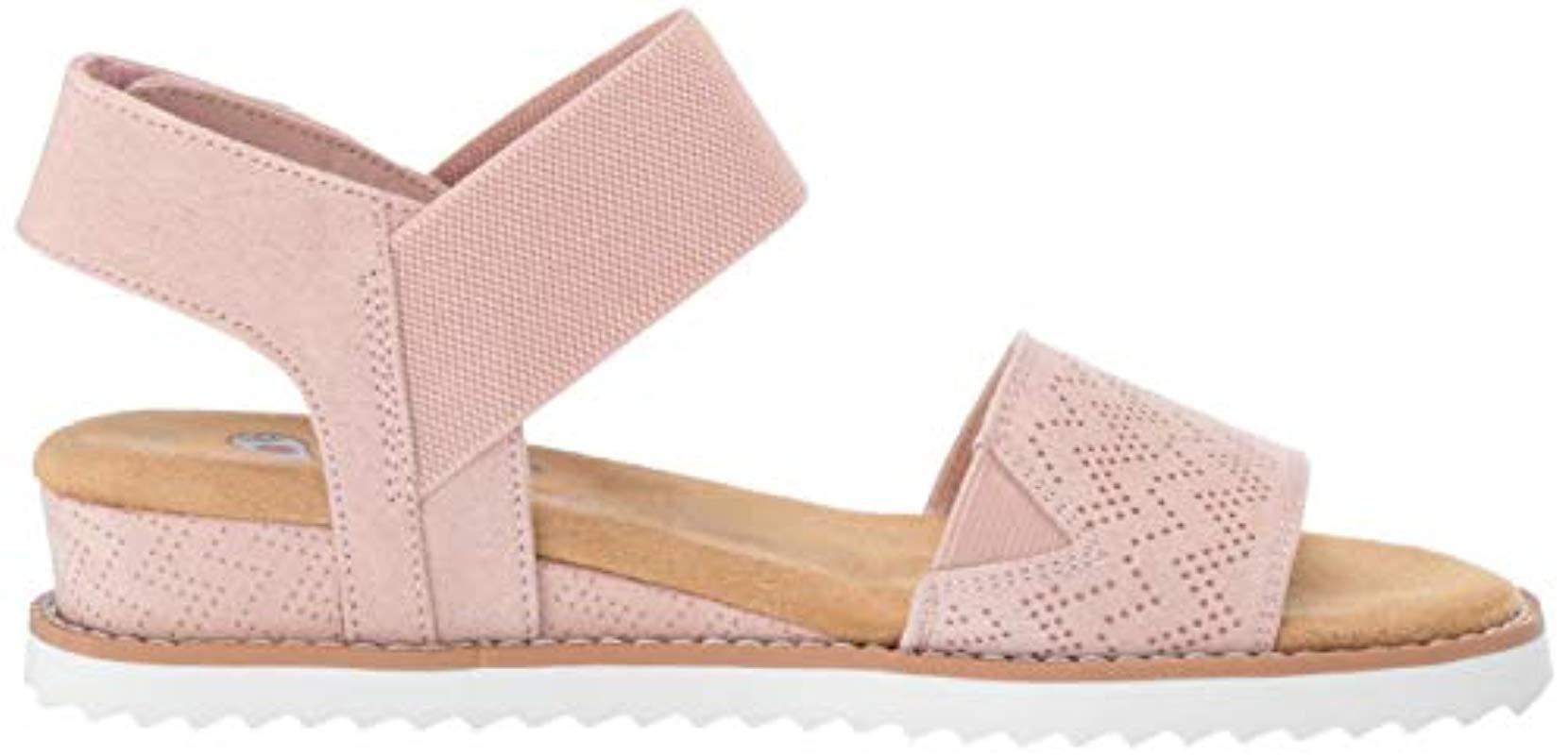 Skechers Bobs Desert Kiss-stretch Quarter Strap Sandal Flat, Blush 5.5 M Us in Pink - Lyst