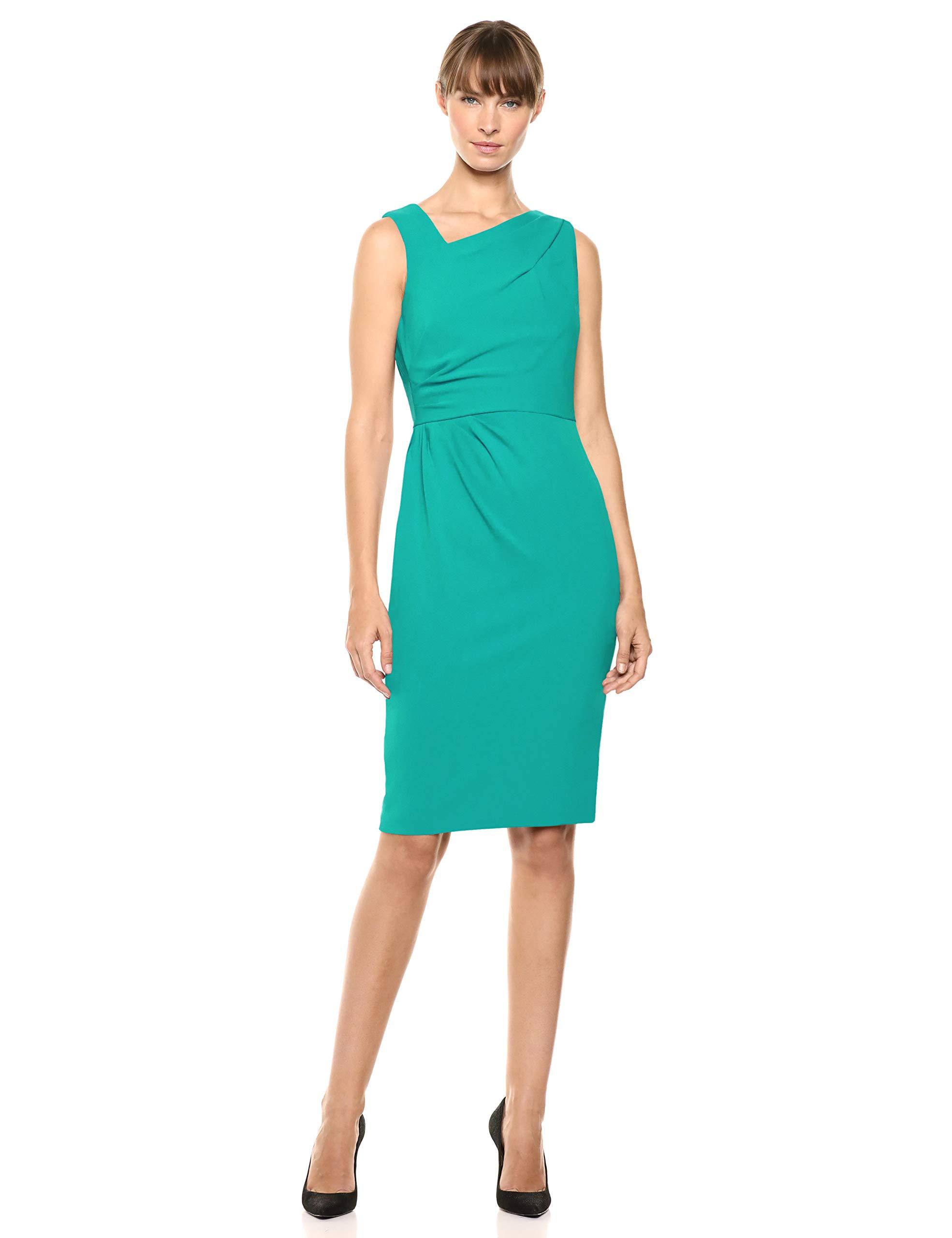 Calvin Klein Sleeveless Sheath With Asymmetric Neckline Dress in Blue | Lyst