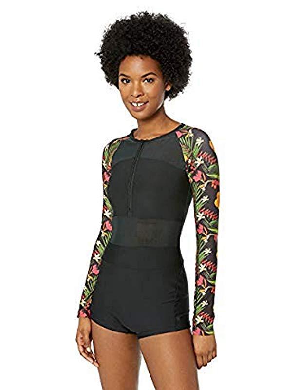 Hurley Quick Dry One Piece Bathing Suit Wetsuit Swimsuit in Black Lyst