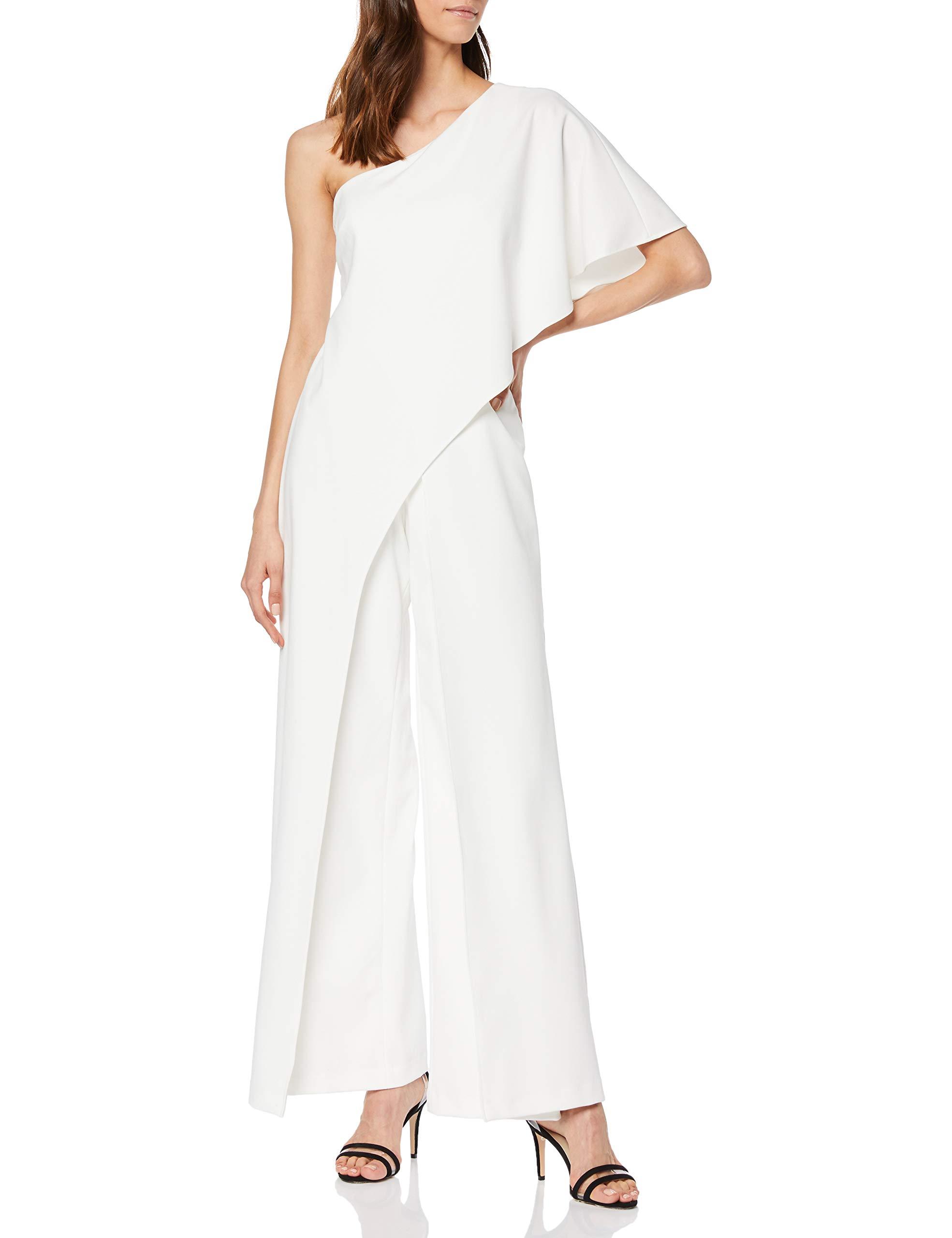 Adrianna Papell Flutter One Shoulder Jumpsuit in Ivory (White) - Save 9 ...