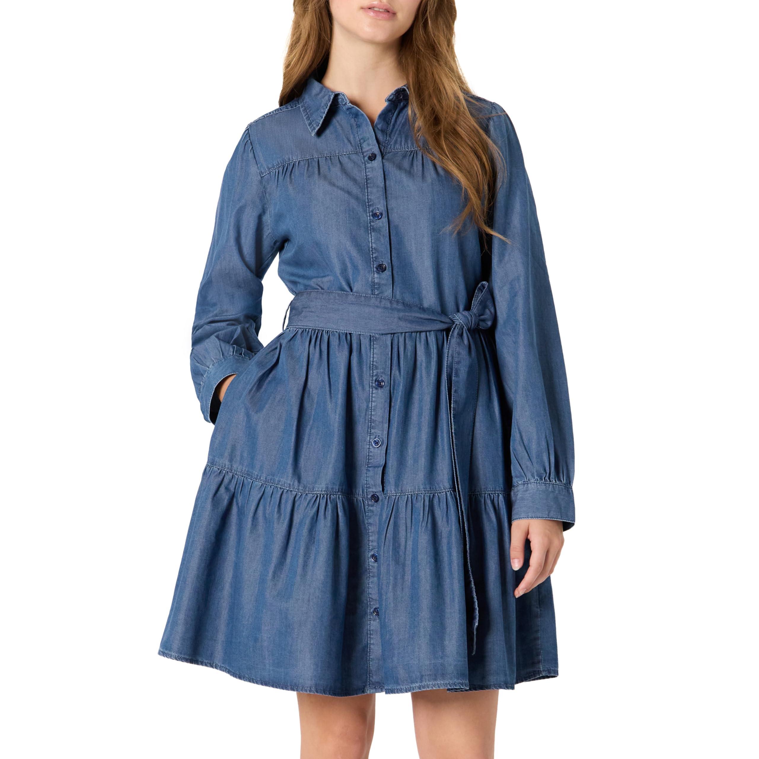 DESIGN - Robe Longue Boutonnée à Encolure Bateau Et Taille Basse - Bleu Marine Foncé