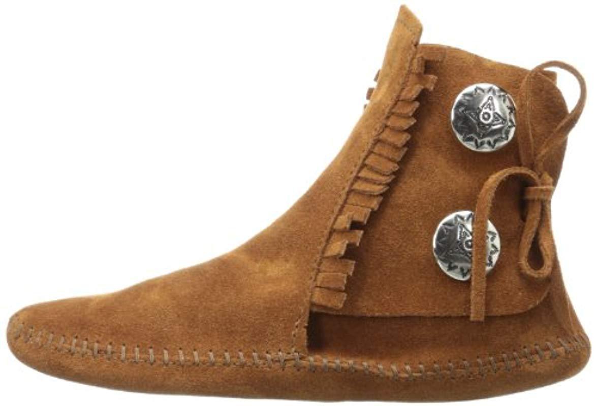 Minnetonka Suede Two Button Boot in Brown - Lyst