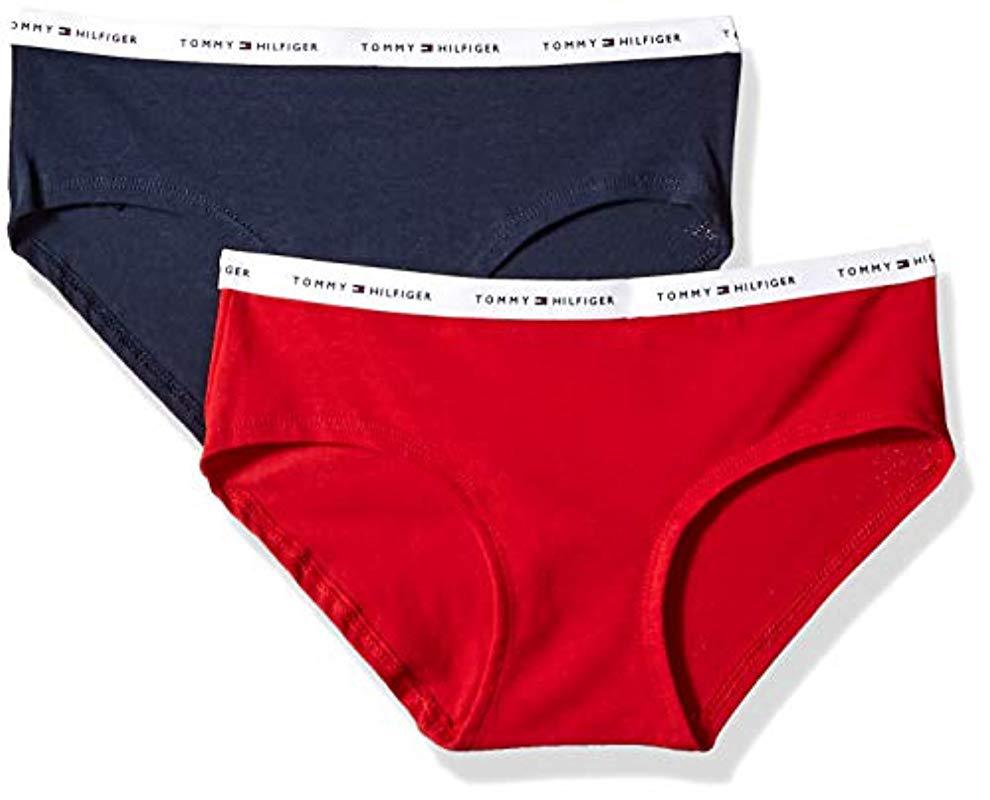 2 Pack Tommy Hilfiger Womens Th Cotton Hipster Underwear Panties
