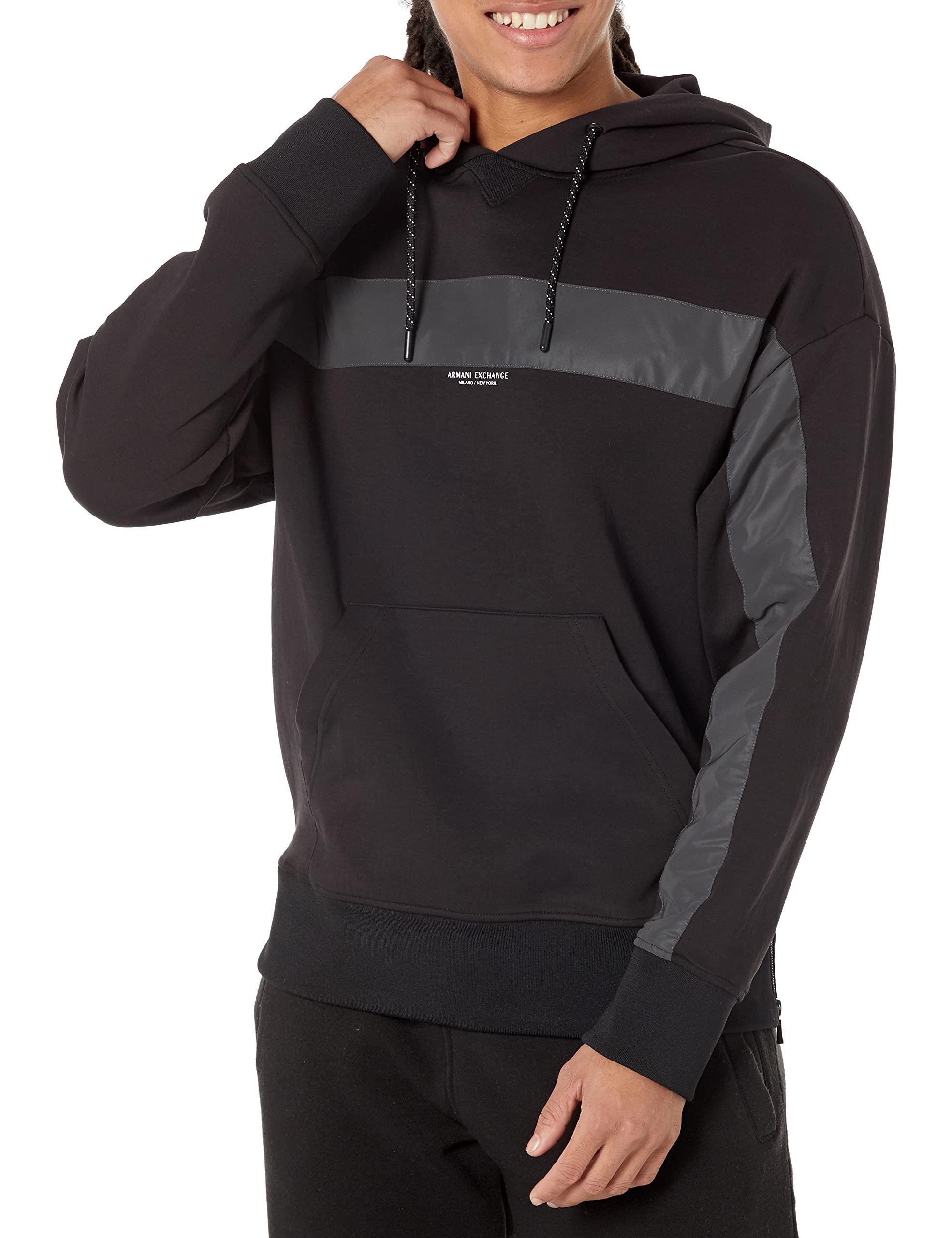 Armani Exchange | Mens Reflective Stripe Logo Hooded Swetshirt in Black for  Men | Lyst