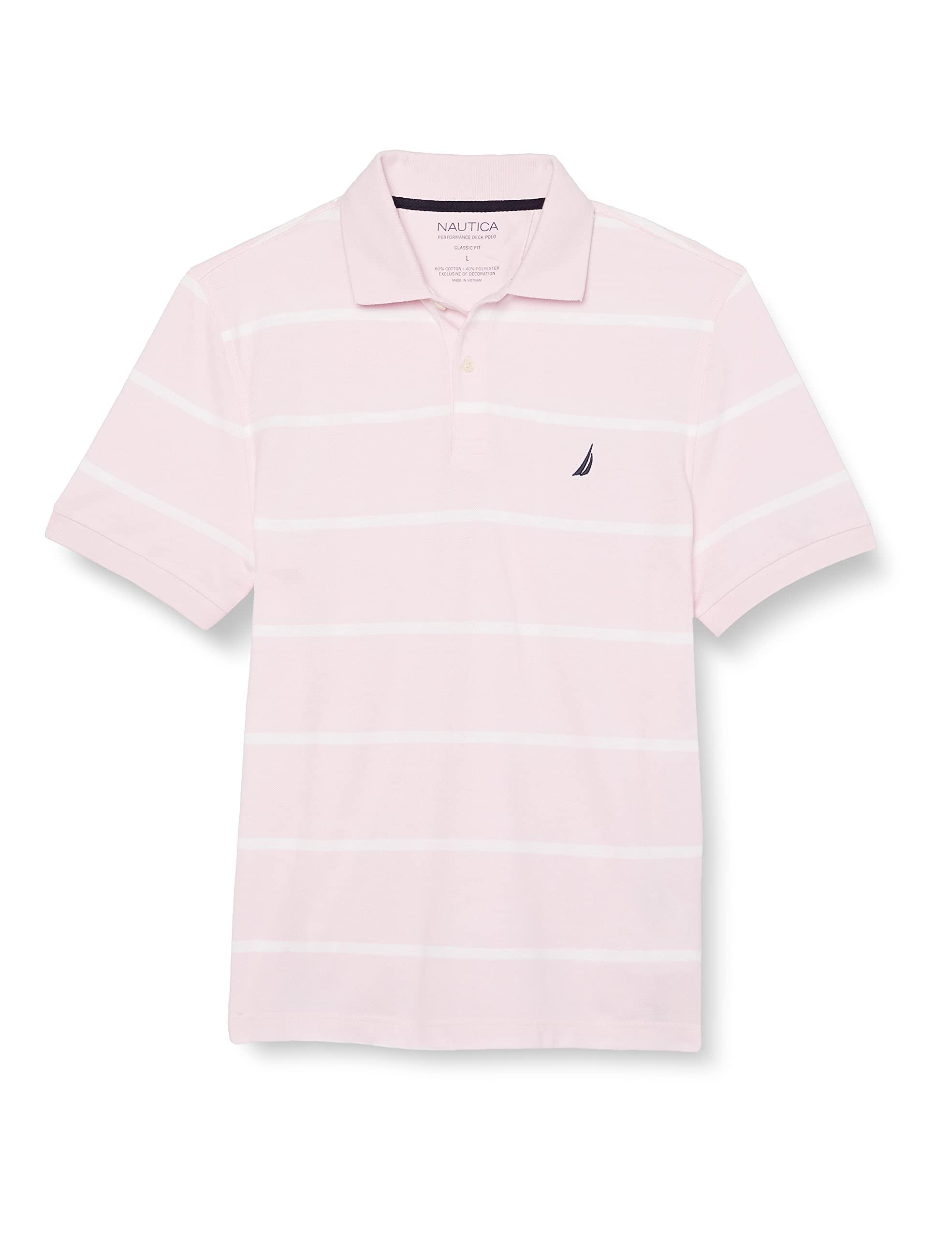 Nautica Classic Fit Striped Performance Deck Polo,cradle Pink,xl for ...