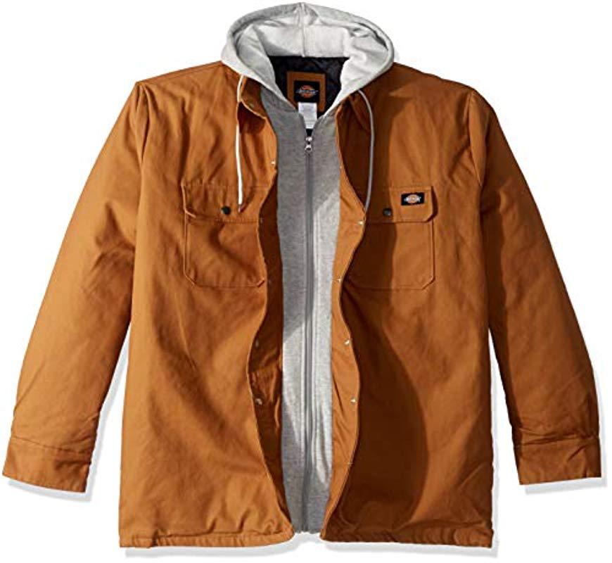 dickies relaxed fit icon hooded quilted shirt jacket