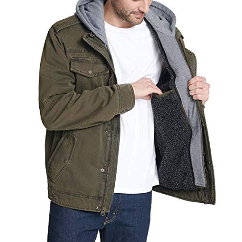 Washed Cotton Hooded Military Jacket 