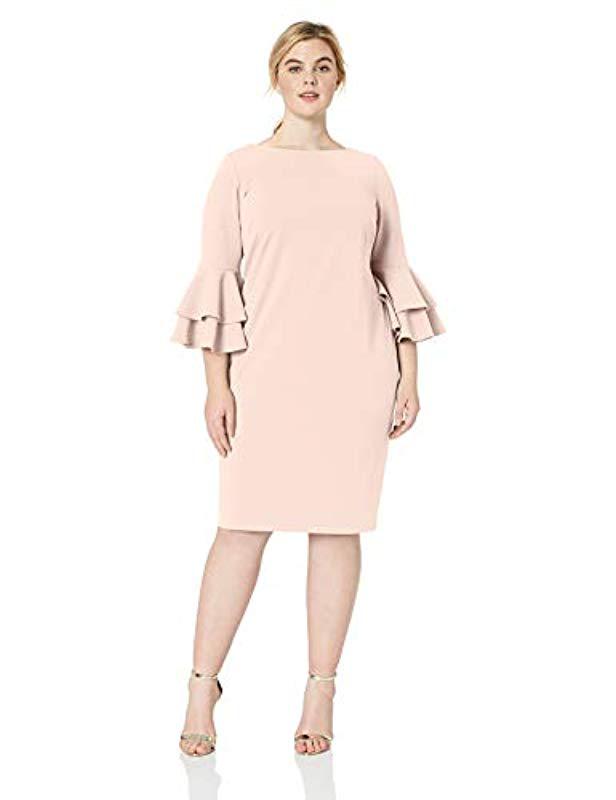 calvin klein double tier bell sleeve sheath dress
