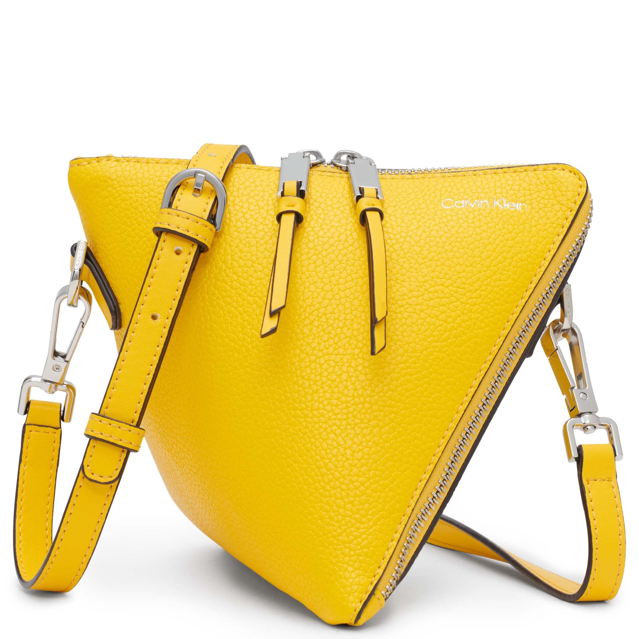 Calvin Klein Argo Top Zip Triangle Crossbody in Yellow | Lyst
