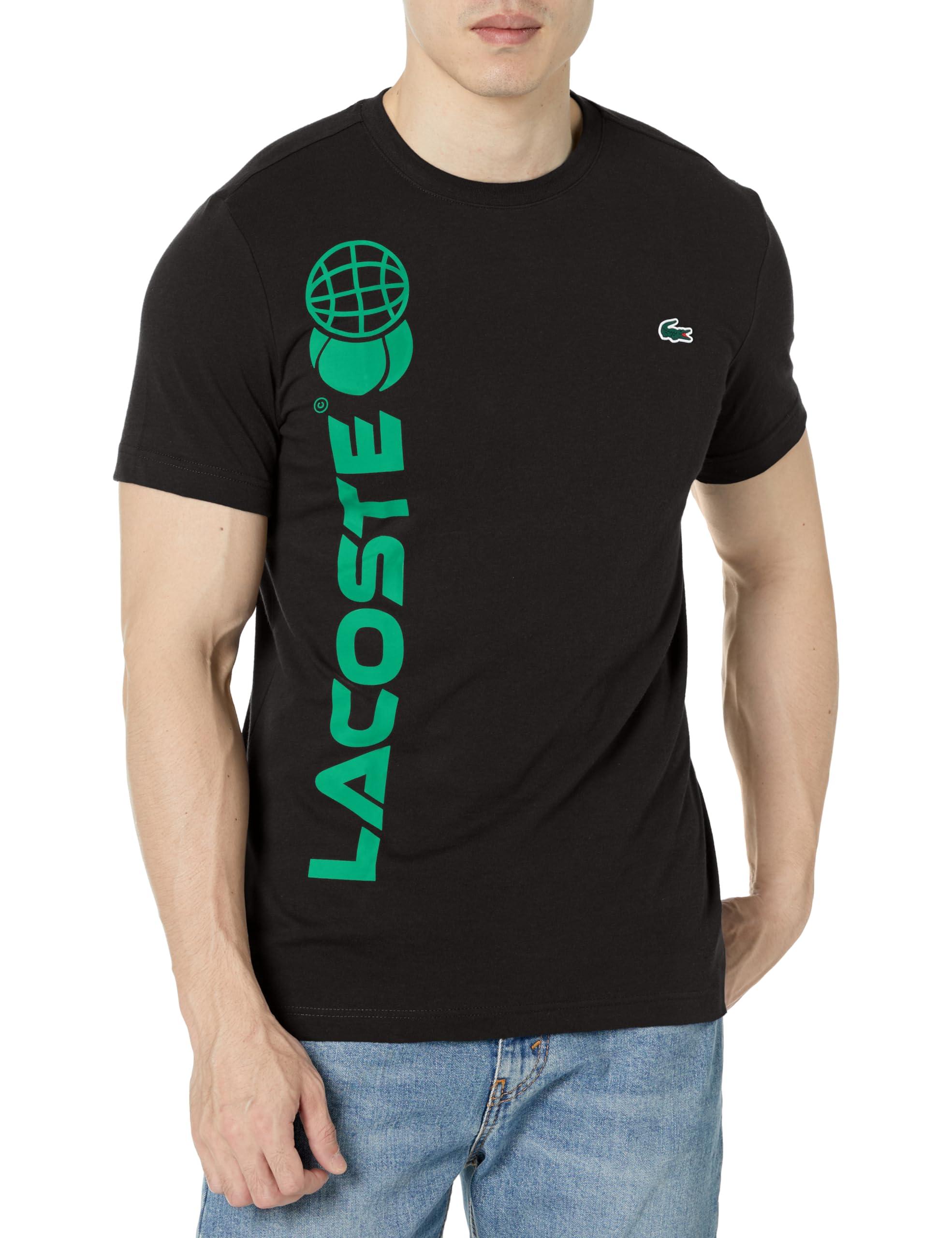 Lacoste Short Sleeve Graphic Tennis Performance T-shirt in Black for Men |  Lyst