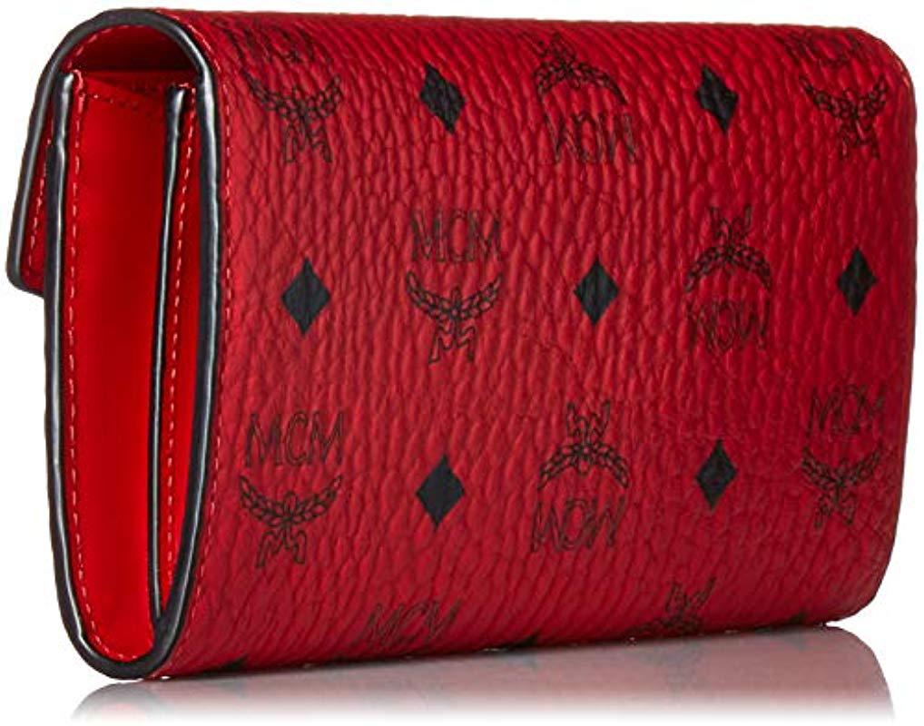 mcm coated canvas wallet on a chain