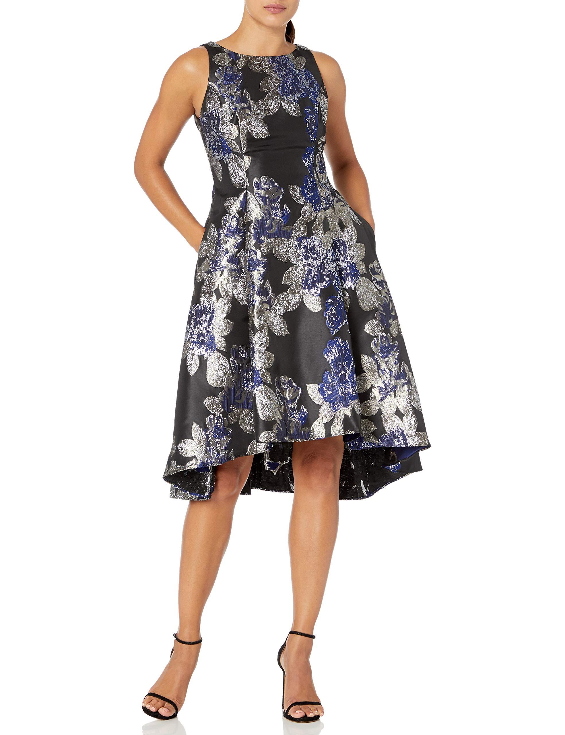 Adrianna Papell Metallic Jacquard Hi Low Dress in Blue Lyst