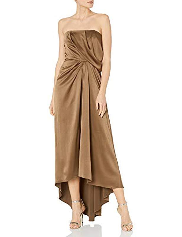 halston satin wrap gown
