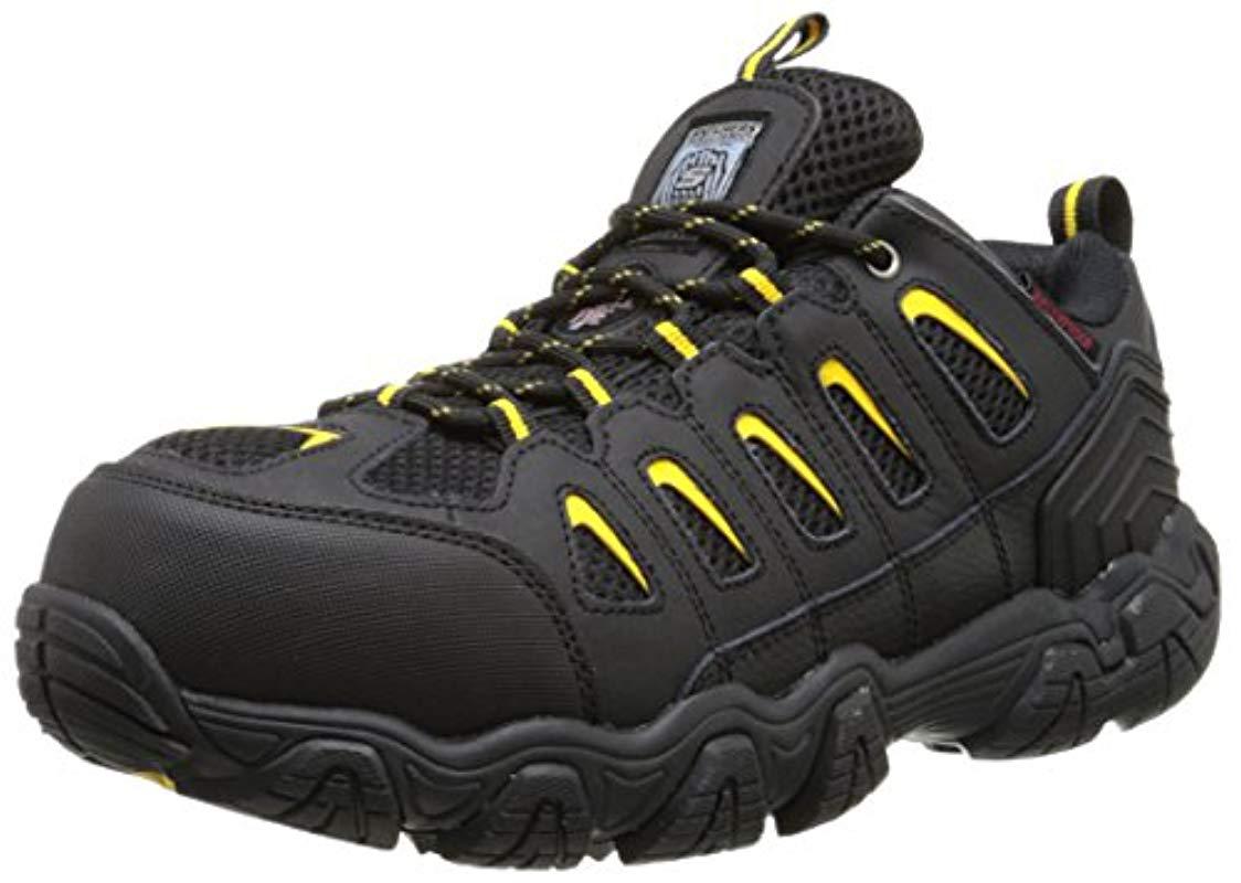 Skechers Leather For Work Blaisbixford Steel Toe Hiking Shoe in Black/Yellow (Black) for Men