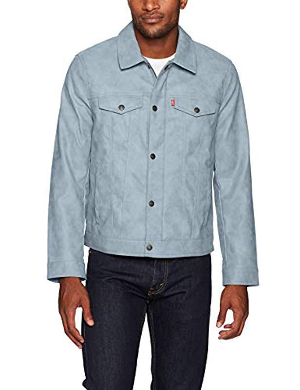 Levi's Suede Touch Trucker Jacket in Blue for Men | Lyst