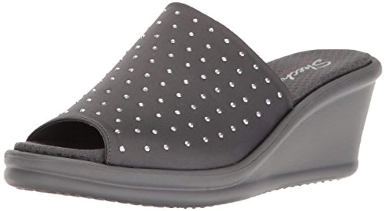 Skechers Cali Rumblers Silky Smooth Wedge Sandal in Gray | Lyst